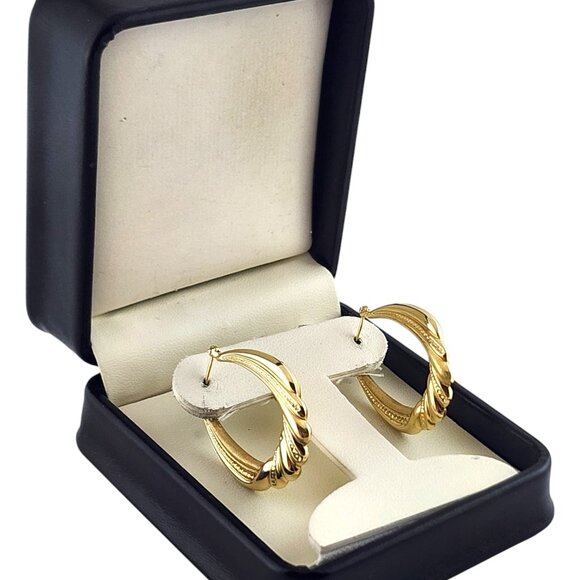 14 Karat Yellow Gold Oval Hoop Earrings #19343 - Picture 7 of 7